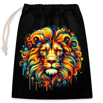 Lion - Closable cotton gift bag (25x30cm) - black - Front