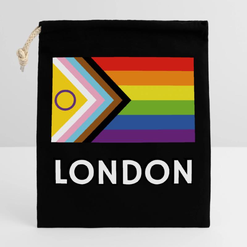 Drapeau de progrès de la fierté inclusive de Londres Sac cadeau en coton avec cordon (25 x 30 cm)