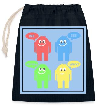 Drôles d’hommes - Sac cadeau en coton avec cordon (25 x 30 cm) - bleu marine - Devant