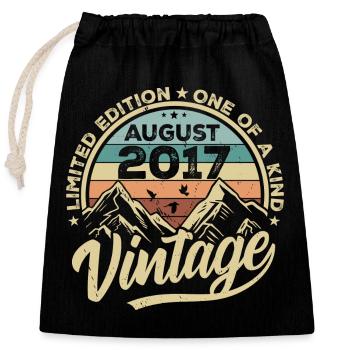Anniversaire Août 2017 Cadeau d’anniversaire Août - Sac cadeau en coton avec cordon (25 x 30 cm) - noir - Devant