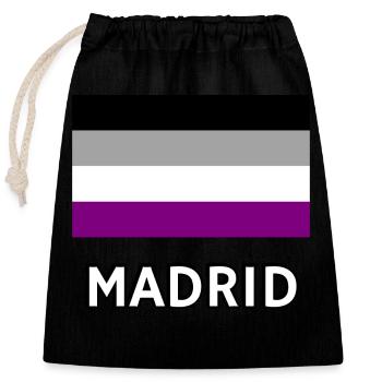 Asexualität Pride Flagge Madrid - Verschließbarer Geschenkbeutel aus Baumwolle (25x30cm) - Schwarz - Vorne