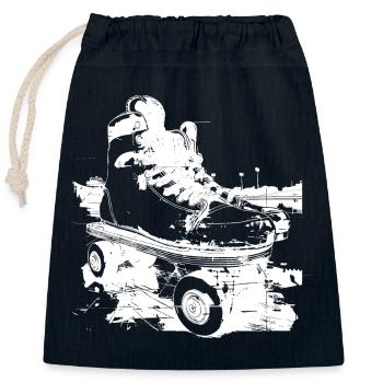 Roller Skates Graphic - Closable cotton gift bag (25x30cm) - navy - Front