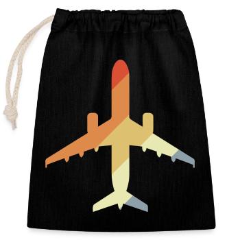 Airplane Retro - Closable cotton gift bag (25x30cm) - black - Front