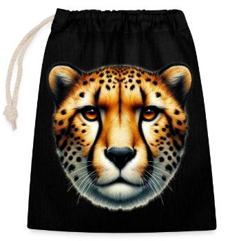 Guépard - Sac cadeau en coton avec cordon (25 x 30 cm) - noir - Devant