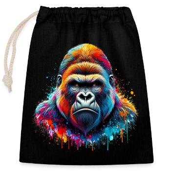 Gorilla - Closable cotton gift bag (25x30cm) - black - Front