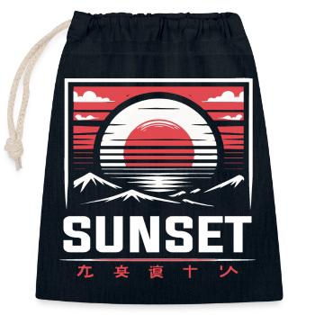 Coucher de soleil japonais - Dans la rue traditionnelle - Sac cadeau en coton avec cordon (25 x 30 cm) - bleu marine - Devant