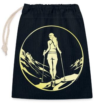 Marche Nordique Femme - Sac cadeau en coton avec cordon (25 x 30 cm) - bleu marine - Devant