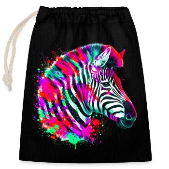 Zebra - Verschließbarer Geschenkbeutel aus Baumwolle (25x30cm) - Schwarz - Vorne