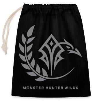Epic Monster Hunter Wilds Tribal Fantasy Design - Sac cadeau en coton avec cordon (25 x 30 cm) - noir - Devant