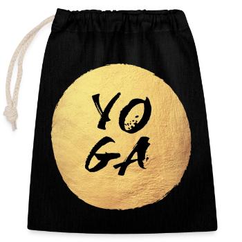 Yoga Gold Zentrum Kreis Meditation KOnzentration - Verschließbarer Geschenkbeutel aus Baumwolle (25x30cm) - Schwarz - Vorne