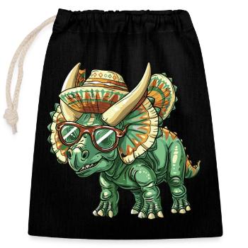 Dinosaur triceratops Sombrero - Closable cotton gift bag (25x30cm) - black - Front