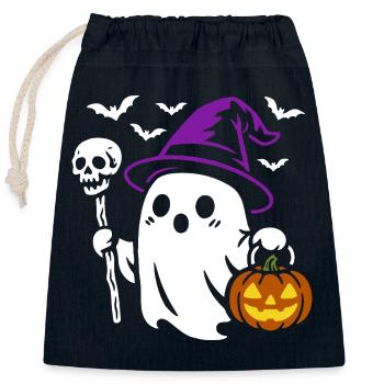 Ghost, Halloween Party Costume - Pumpkin - Closable cotton gift bag (25x30cm) - navy - Front