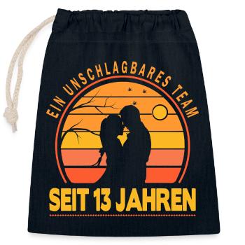 13 Jahre Beziehung Jahrestag Hochzeitstag  - Verschließbarer Geschenkbeutel aus Baumwolle (25x30cm) - Navy - Vorne
