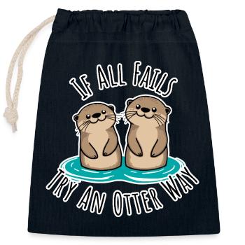 Niedliche Otter! Wenn alles schief läuft Otter Way - Verschließbarer Geschenkbeutel aus Baumwolle (25x30cm) - Navy - Vorne