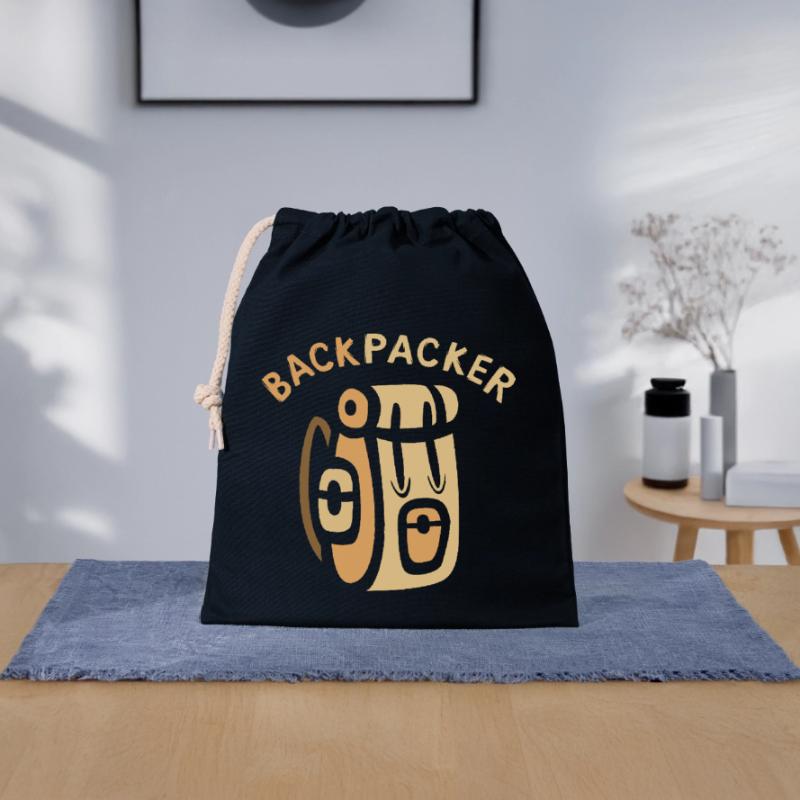 Backpacker Comic Backpack Design Closable cotton gift bag (25x30cm)