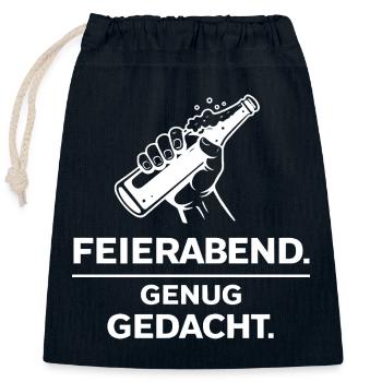 Feierabend. Genug gedacht. - Verschließbarer Geschenkbeutel aus Baumwolle (25x30cm) - Navy - Vorne