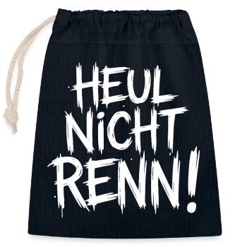 Heul nicht Renn! - Verschließbarer Geschenkbeutel aus Baumwolle (25x30cm) - Navy - Vorne