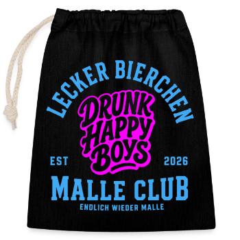 Malle 2026 Lecker Bierchen Malle Club - Verschließbarer Geschenkbeutel aus Baumwolle (25x30cm) - Schwarz - Vorne