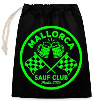 Malle 2026 Sauf Club Mallorca - Verschließbarer Geschenkbeutel aus Baumwolle (25x30cm) - Schwarz - Vorne