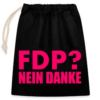 Fdp nein danke - Verschließbarer Geschenkbeutel aus Baumwolle (25x30cm) - Schwarz - Vorne