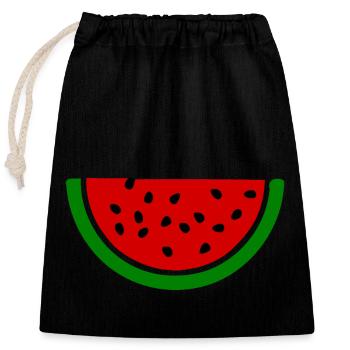 Watermelon melon - Closable cotton gift bag (25x30cm) - black - Front