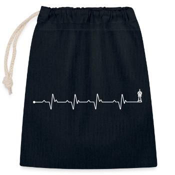 Heartbeat Wahrzeichen Turm - Verschließbarer Geschenkbeutel aus Baumwolle (25x30cm) - Navy - Vorne