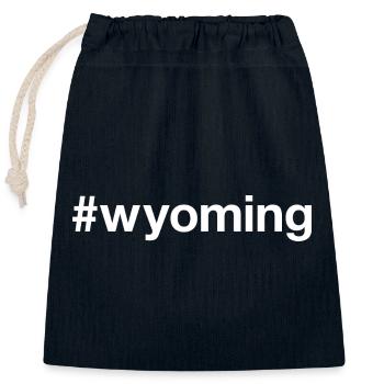 WYOMING State Hashtag - Closable cotton gift bag (25x30cm) - navy - Front