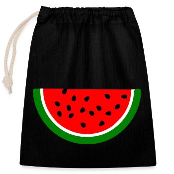 Pastèque - Sac cadeau en coton avec cordon (25 x 30 cm) - noir - Devant