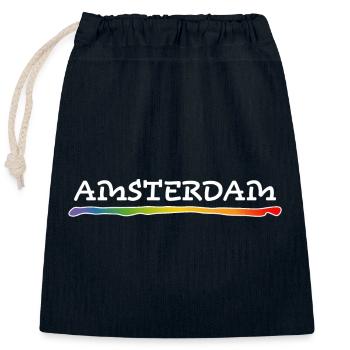 lhbt - Rainbow Amsterdam LGBT lgbtqi queer - Sac cadeau en coton avec cordon (25 x 30 cm) - bleu marine - Devant