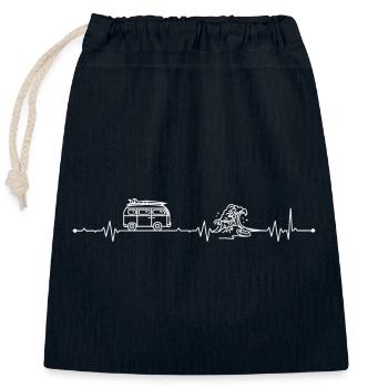 Heartbeat surfer - Closable cotton gift bag (25x30cm) - navy - Front