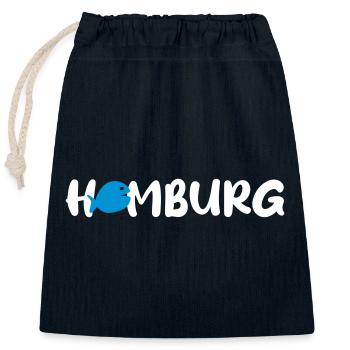 Hambourg Poisson Vecteur Citation Fan Hanséatique Nordique - Sac cadeau en coton avec cordon (25 x 30 cm) - bleu marine - Devant