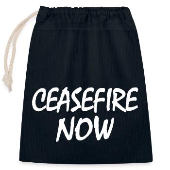 Ceasefire now - Closable cotton gift bag (25x30cm) - navy - Front