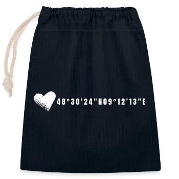 Reutlingen Heart Coordinates - Closable cotton gift bag (25x30cm) - navy - Front