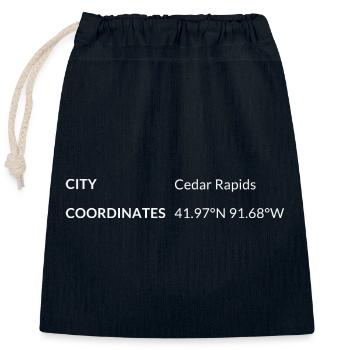 Cedar Rapids Iowa USA coordinates - Closable cotton gift bag (25x30cm) - navy - Front