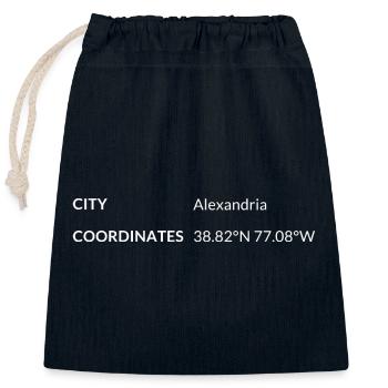 Alexandria, Virginia, USA coordinates - Closable cotton gift bag (25x30cm) - navy - Front