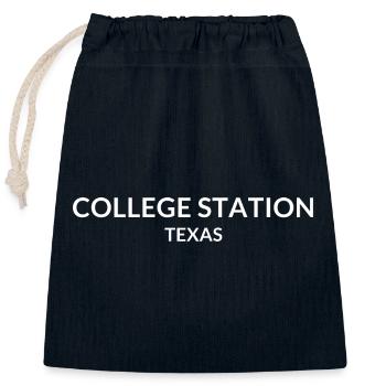 College Station, Texas, USA - Closable cotton gift bag (25x30cm) - navy - Front