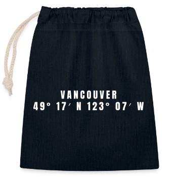 Vancouver, Canada Coordinates - Closable cotton gift bag (25x30cm) - navy - Front