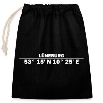 Lüneburg Koordinaten - Verschließbarer Geschenkbeutel aus Baumwolle (25x30cm) - Schwarz - Vorne