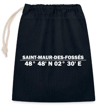 Coordonnées de Saint-Maur-des-Fossés - Sac cadeau en coton avec cordon (25 x 30 cm) - bleu marine - Devant