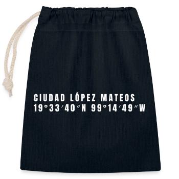State of Mexico Mexico Coordinates - Closable cotton gift bag (25x30cm) - navy - Front