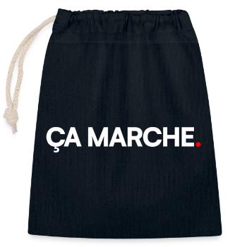 ÇA MARCHE | Expression minimal humour - Sac cadeau en coton avec cordon (25 x 30 cm) - bleu marine - Devant
