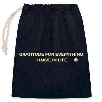Gratitude – Gratitude et Pleine Conscience Or - Sac cadeau en coton avec cordon (25 x 30 cm) - bleu marine - Devant