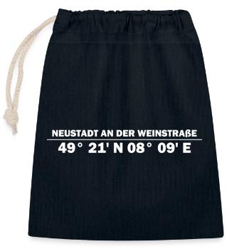 Neustadt an der Weinstraße Koordinaten - Verschließbarer Geschenkbeutel aus Baumwolle (25x30cm) - Navy - Vorne
