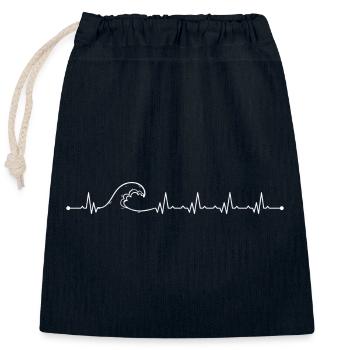 Herzschlag-Welle - Verschließbarer Geschenkbeutel aus Baumwolle (25x30cm) - Navy - Vorne