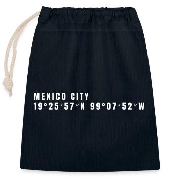 Mexico City Mexico Coordinates - Closable cotton gift bag (25x30cm) - navy - Front