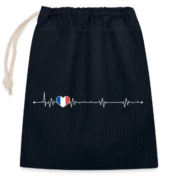 Heartbeat Frankreich Flagge - Verschließbarer Geschenkbeutel aus Baumwolle (25x30cm) - Navy - Vorne
