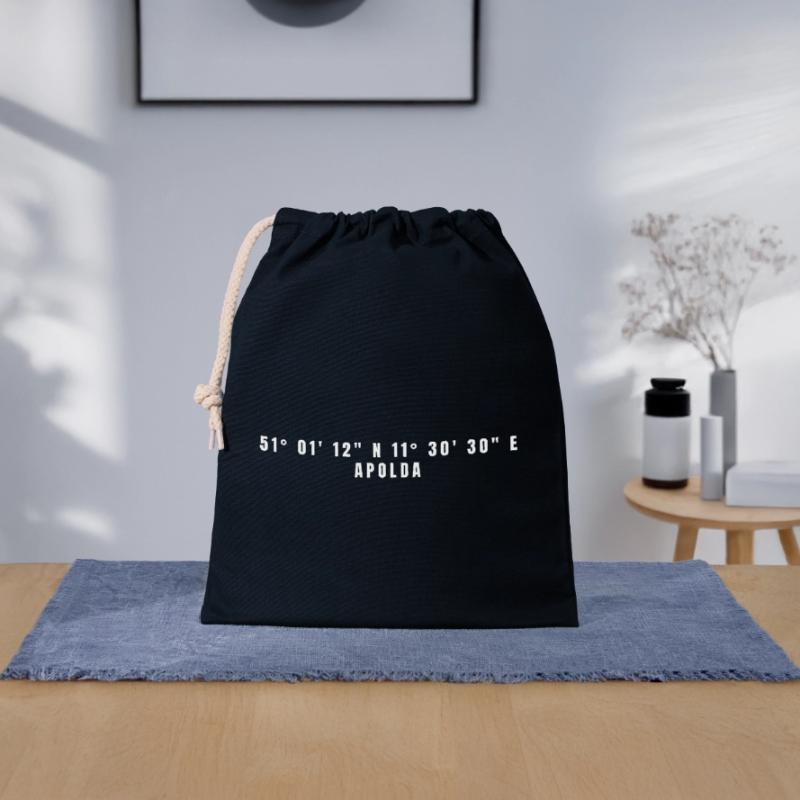 Apolda, Thuringia Coordinates Closable cotton gift bag (25x30cm)