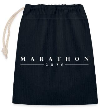 Marathon 2026 Schriftzug - Verschließbarer Geschenkbeutel aus Baumwolle (25x30cm) - Navy - Vorne