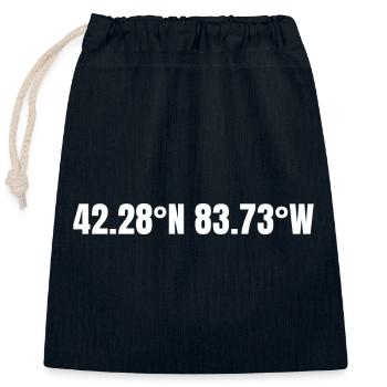 Coordonnées de Ann Arbor, Michigan, États-Unis - Sac cadeau en coton avec cordon (25 x 30 cm) - bleu marine - Devant