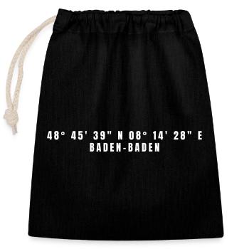 Baden-Baden Baden-Württemberg Koordinaten - Verschließbarer Geschenkbeutel aus Baumwolle (25x30cm) - Schwarz - Vorne